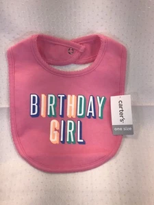 New Carter's Birthday Girl Pink Infant Baby Girl Toddler Feeding Bib Party Cake - Picture 1 of 8