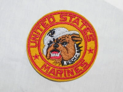 WW II USMC BULLDOG Patch 4" Jacket WOOL Felt Embroidered Devil Dog JIGGS - Image 1 of 4