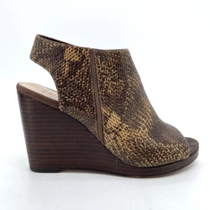 Womens 7 B Cole Haan Grand.OS Ripley Wedge Sandals Brown Snake Print Slingback - Picture 1 of 11