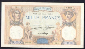1000 Francs Ceres And Mercury Note 26-12-1930 SUP (L 020) - Picture 1 of 2