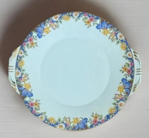 Antique Aynsley Bone China Serving Plate Handled Plate Art Deco Iris Daisy Rare - Picture 1 of 4