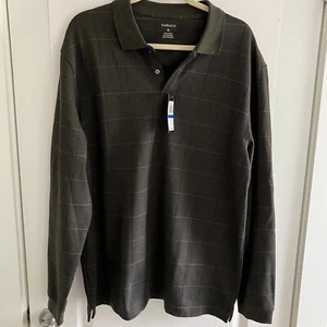 Van Heusen Men's Long Sleeve Polo Shirt X Large Dress Casual Brown NEW W/Tags - Picture 1 of 15
