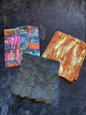Bufandas de moda surtidas (lote de 3) llama naranja ~ encaje negro ~ jeroglíficos Foto 1 de 4