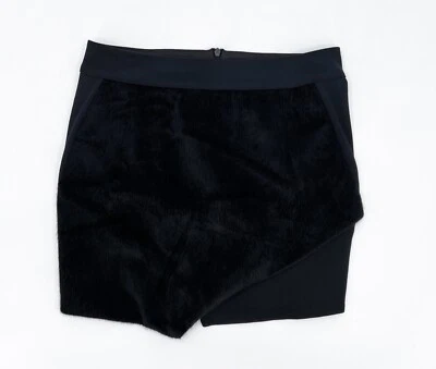 Falda David Lerner Mujer Extra Pequeña Negra Mini Línea A Acento Piel Animal Cremallera Foto 1 de 4