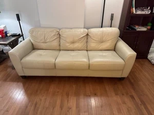 couch bed with queen size mattress, Italian leather, great condition  - Picture 1 of 3
