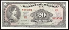 Mexico P-54n Banco de Mexico 20 Pesos BGA-N,27.8.1969 UNC