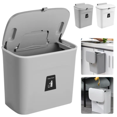 Mülleimer Abfalleimer mit Deckel Schwingdeckel für Küche Bad Abfallbehälter 7/9L - Bild 1 von 4