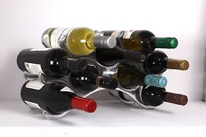 Vino 9 Botella Bebidas Estante Aluminio Pulido - Autónomo Suelo / Countertop - Imagen 1 de 5