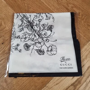 Flora By Gucci Silk Scarf The Flora Garden Black And White Design BRAND NEW - Picture 1 of 12