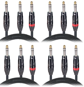 4x ProX XC-SYS05 5 Ft. 1/4" TRS-M - Dual 1/4" TRS-M High Performance Audio Cable - Picture 1 of 5