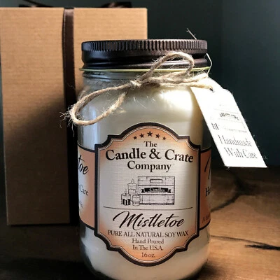 Vela de cera de soja perfumada con muérdago, vela de Navidad perfumada hecha a mano Foto 1 de 4