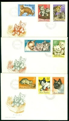 1965 Cats,Kitten,Persian,Siamese,Katzen,Chat,Gattos,Pisici,Romania,2387,1729,FDC - Image 1 of 2