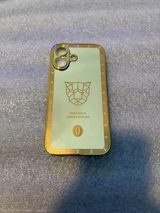 NEW Stylized Tiger Head 24Kt Goldtone Metal LIMITED EDITION Case For iPhone 16 - Picture 1 of 9