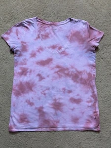 Victoria Secret PINK Perfect V Neck Tee Relaxed Fit T Shirt Rose Tie Dye XS - Picture 1 of 8