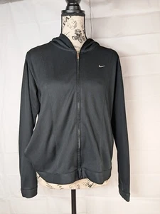 Nike Vtg Y2K Jacket Boys Size Large 12-14 Black Full Zip Youth Hoodie A042 - Picture 1 of 8