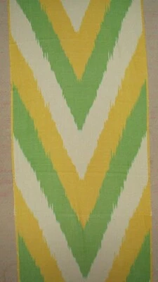 11 Yard HAND MADE UZBEK Natural 100% COTTON IKAT FABRIC # 7331 - Image 1 of 4