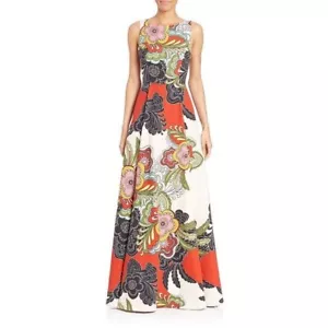 Alice & Olivia By Stacey Bendet Women's Rosanna Floral Pleat Gown Size 0 - Picture 1 of 15