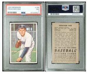 1952 Bowman Preacher Roe #168 PSA 7 NM
