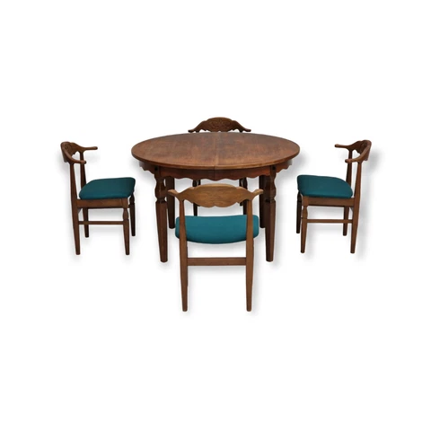 1960s, Danish design by Henning Kjærnulf, set of table and four chairs Cover