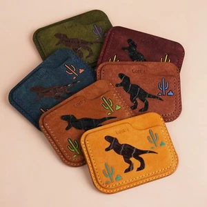 Funny Minimalist Dinosaur Card Holder, Credit Card Wallet Gift for Men, Dad - Picture 1 of 20