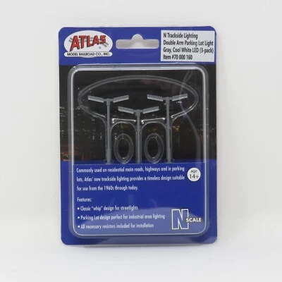 Atlas N 70000160 Parking Lot Lights Gray Cool White LED N Scale Lighted Scenery - Image 1 of 2