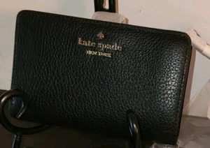 Kate Spade WLR00394 Leila Medium Compact Bifold Wallet Black Leather - Picture 1 of 10