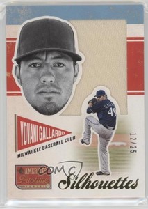 2013 Panini America's Pastime Silhouettes Materials Gold /25 Yovani Gallardo