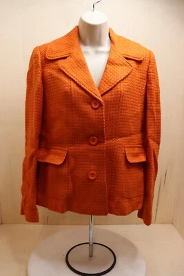 Rafaella Womens Size 8 Wool Blend Coat/Jacket Collared Short Lined Button Orange - Image 1 of 4