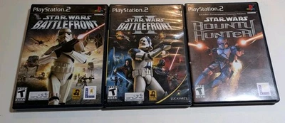 Lot Of 3 Star Wars Battlefront 1 & 2 + SW Bounty Hunter PlayStation 2 PS2 Games - Image 1 of 4