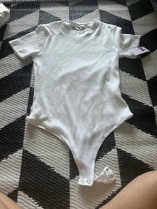 SO Juniors White Body Suit Button Close Short Sleeve Size Large NEW - Picture 1 of 6