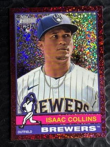 2025 Topps Heritage - Isaac Collins #78 Chrome Burgundy Sparkle Refractor (RC) - Picture 1 of 2