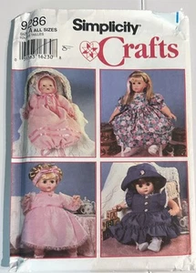Ropa de muñeca Simplicity talla 12-22" 9286 diseña tu propio patrón SIN CORTAR - Imagen 1 de 3