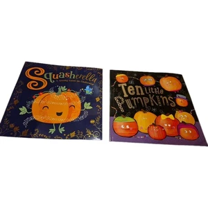 2 Spooky Kids Halloween Books Squasherella & Ten Little Pumpkins Make Believe  - Picture 1 of 6