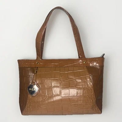 "Cartera ligera Lauren Ralph Lauren LRL imitación cuero cocodrilo en relieve 16x10""" Foto 1 de 4