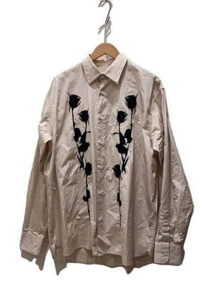 Рубашка с длинным рукавом PRADA 24SS вышивка поплин M хлопок бежевый UCN541 S000 б/у - Изображение 1 из 4