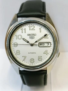 VINTAGE SEIKO 5 21J AUTOMATIC WHITE DIAL 7S26-3180 JAPAN MEN'S WORKING CONDITION - Picture 1 of 23