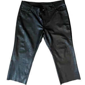 First MFG Co Leather Motorcycle Pants Mens 46 Black Raw Hem Riding Lined - Picture 1 of 8