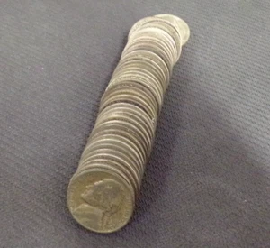 1943 JEFFERSON WARTIME NICKEL ROLL OF 40 .350 SILVER $2.00 FACE .05¢ U.S. COINS - Picture 1 of 4