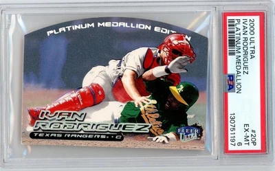 2000 Ultra IVAN RODRIGUEZ /50 Platinum Medallion #20P RANGERS PSA 6 N543 - Image 1 of 3
