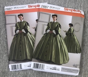 2 SIMPLICITY PATTERNS 2887 Sz 8-24 Civil War Skirt Top Costume Theater Cosplay - Picture 1 of 4
