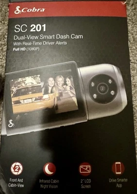 Cámara de tablero inteligente Cobra SC 201 de doble vista con vista de cabina incorporada - negra Foto 1 de 4