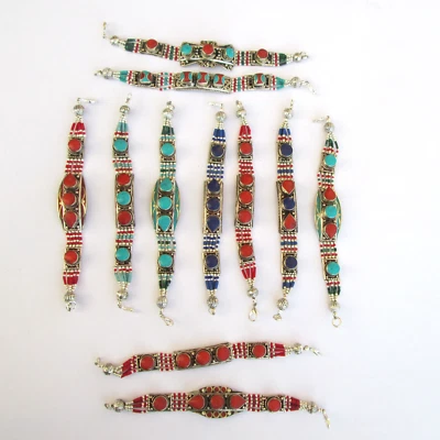 Handmade statement boho multicolor design and stones gemstone 11 Bracelets Lot - Image 1 of 4