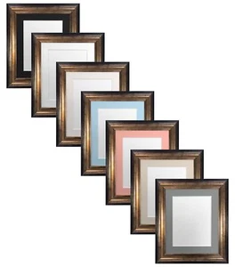 Scandi Black & Gold Picture Photo Frames Ivory Black White Pink Blue Grey Mounts - Picture 1 of 1