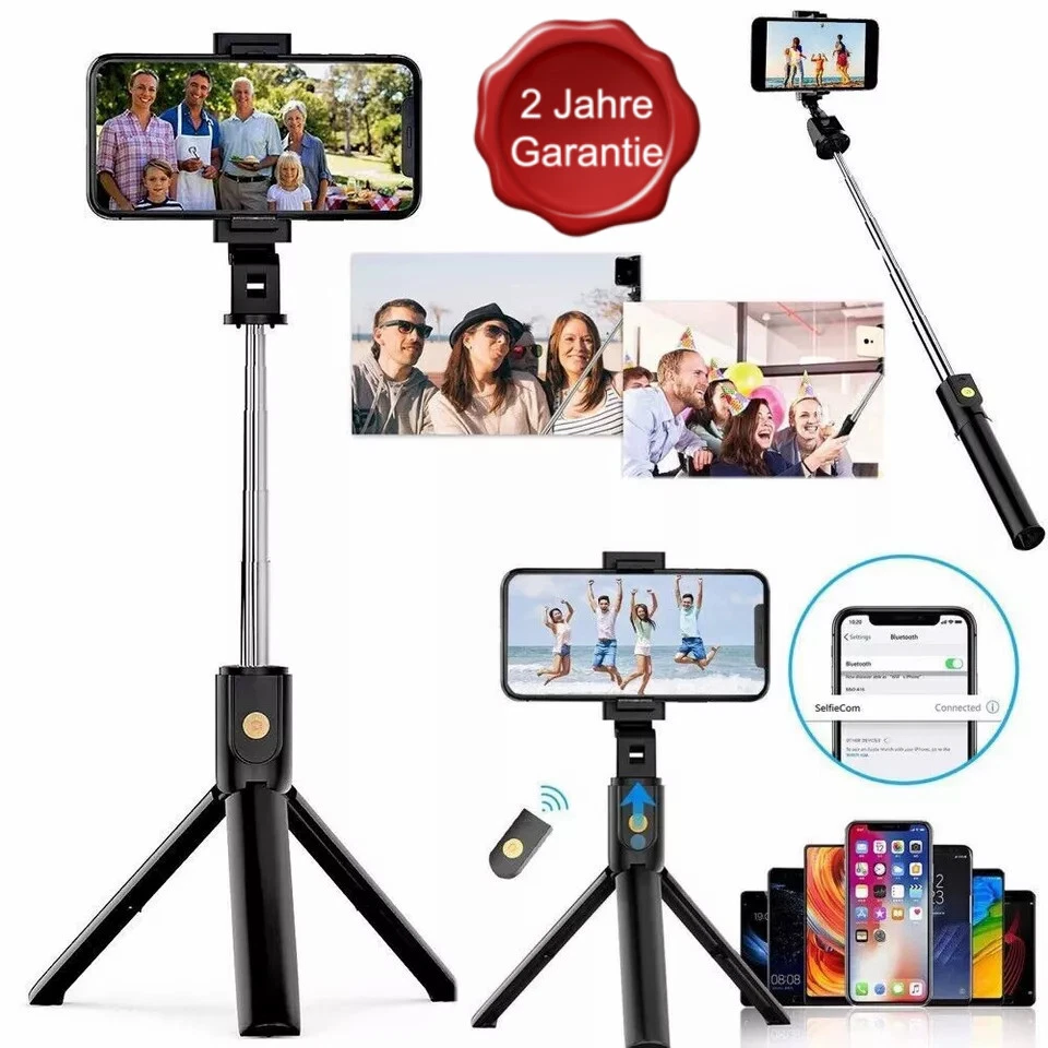 MARKENLOS 2025 SMARTPHONE SELFIE STICK BLUETOOTH STATIVTELESKOP STANGE FERNBEDIENUNG HANDY