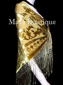 Silk Piano Shawl Wrap Scarf Burnout Velvet Antique Gold Hand Dyed Maya Matazaro - Picture 1 of 6