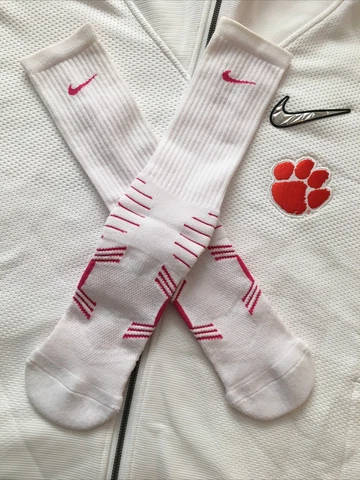 Clemson Football Team Issued Nike Dri-Fit Socks XL Tigers ACC Pink Breast Cancer Cover