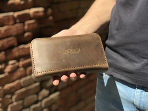 Handmade Leather Men's Wallet Nebraska 2 Olive Clutch ID Credit Card WB
