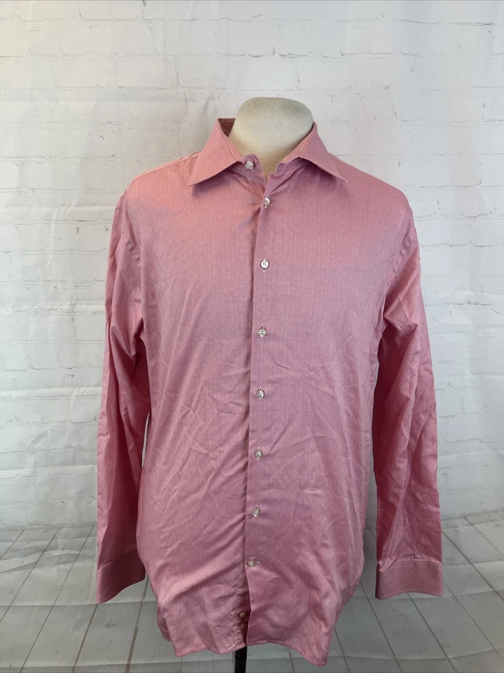 Etro Men's Pink Red Dotted Dress Shirt SIZE 46 $495 - Image 1 of 4