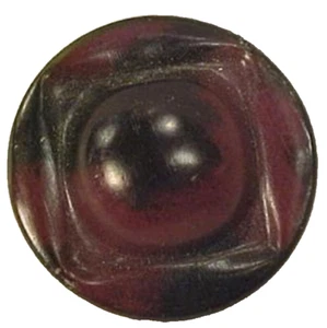 Celluloid Button Cinnamon Brown Black Dome Art Deco Dress Jacket Vintage - Picture 1 of 2
