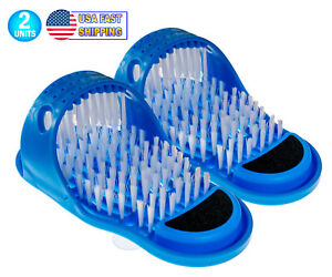2 Shower Foot Scrubber Cleaner Sandal Suction Cup Massager Scrubs Brushes Pumice